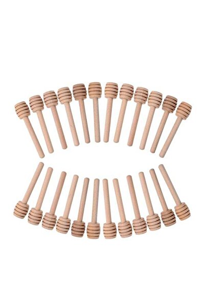 RonadFul 24-Piece Mini Wood Honey Dipper Beige