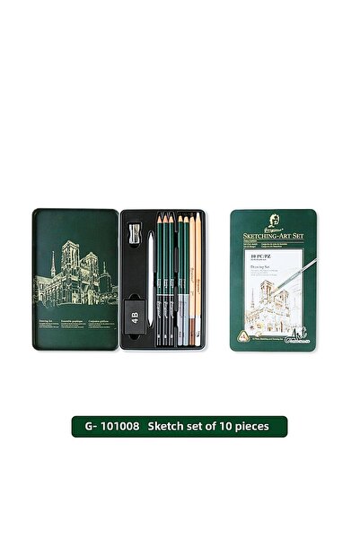 GİORGİONE Metal Kutu Sketching-Art Çizim Seti 10 Parça (G-101008)