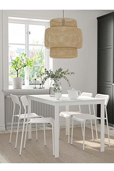 Arma مجموعة من 4 كراسي متعددة الاستخدامات باللون الأبيض بدون طاولة