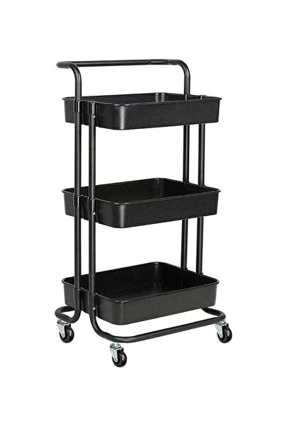 Roman Gifts 3-Tier Utility Cart Rolling Storage Shelf With Handles 2 Lockable...