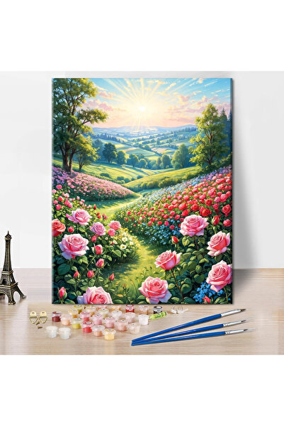 Tishiron Pictură pe pânză numerotată 40x50 cm, vopsea acrilică, pensule, suporturi de agățat, „Peisaj”