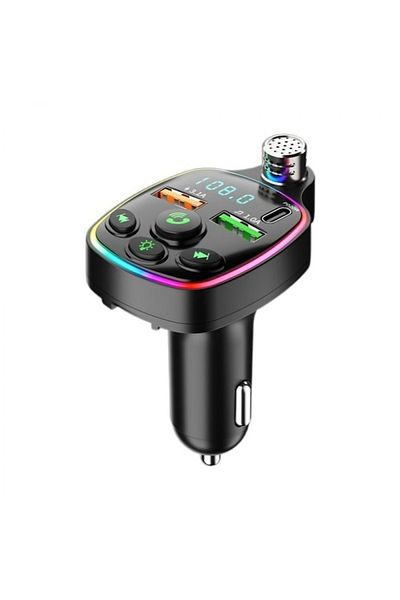 FOXMAG24 Car FM Modulator, Charger Type-C/USB 3.1A, microSD, Handsfree Mic, Bluetooth, LED, Voltage Display
