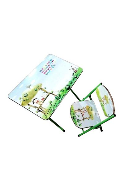 Generic Wooden Studying Foldable Table And Chair Multicolour
