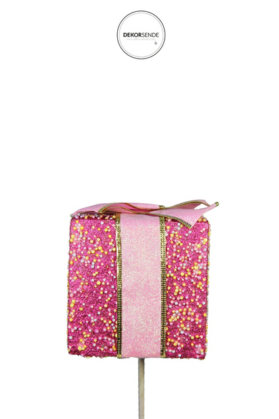 Dekorsende Christmas Ornament Stick Gift Box Fuchsia 40 cm