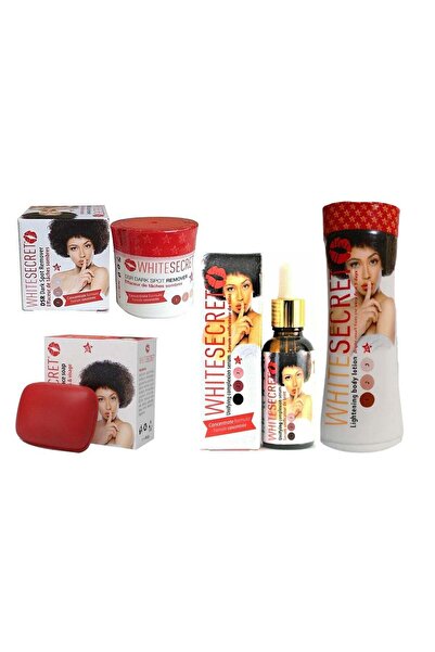 White secret مجموعة كومبو من 4 قطع (لوشن للجسم، كريم، صابون، ومصل)