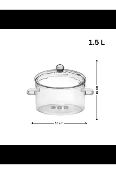 rexa Heat-resistant glass pot with glass lid - 1.5 liters - 2SS1-A05-007