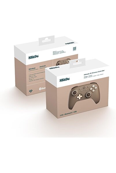 8Bitdo Ultimate 2C Kablosuz 2.4G Oyun Kolu PC Android Hall Effect Joystick Brownie Kahverengi