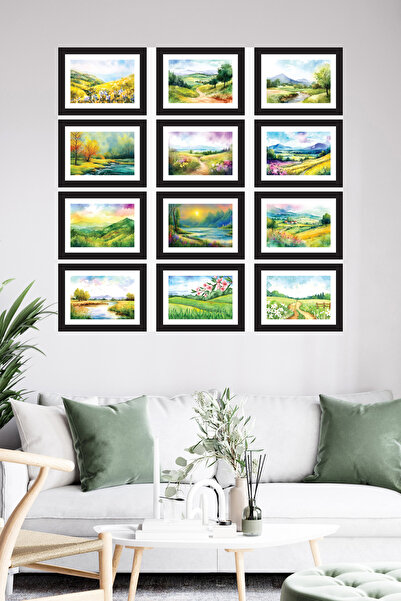 woodsia Set de pictură din lemn MDF cu aspect cadru, 12 piese SET1010