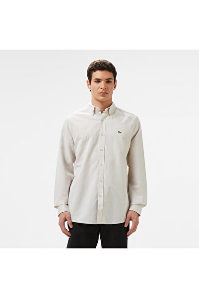 Lacoste Erkek Regular Fit Düğmeli Yaka Bej Gömlek