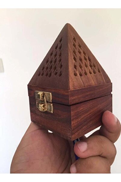 co arma Wooden pyramid shaped incense burner