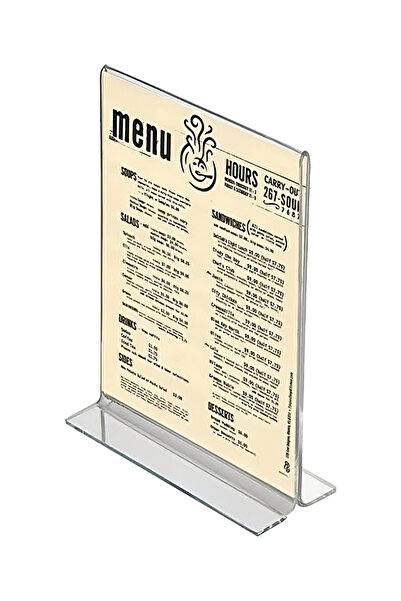 KrcDisplay Kıraç Reklam A4 (21x30) Masaüstü T Tipi Dikey Pleksi Föylük Broşür...