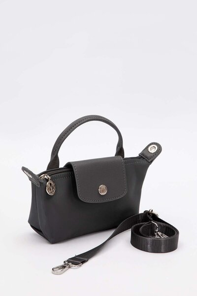 Levidor Gray Mini Size Leather Cover Detailed Handbag