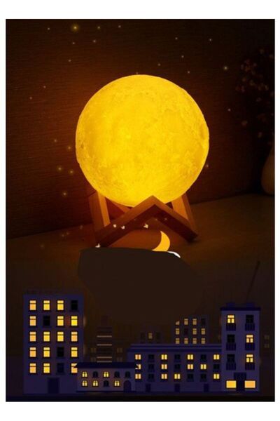 Generic مصباح طاولة قمر ثلاثي الأبعاد أبيض 8 سم