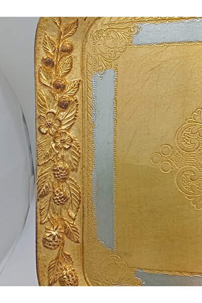 L&M FLORENCE ART L&M Italian Theora Gold Silver Wooden Tray