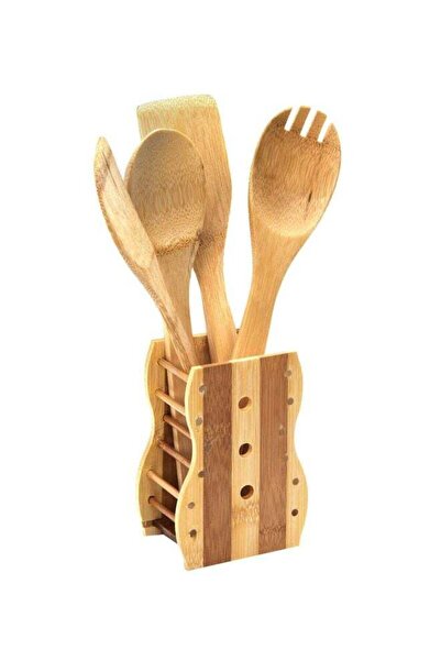 ROYALFORD 4-Piece Spatula And Tuner Set With Holder Brown