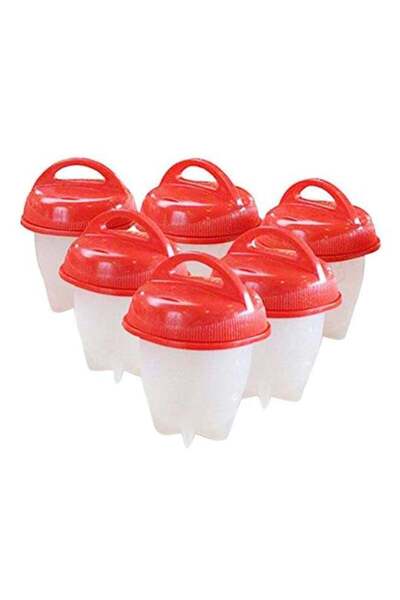 Liying طقم طهي البيض من 6 قطع أبيض/أحمر