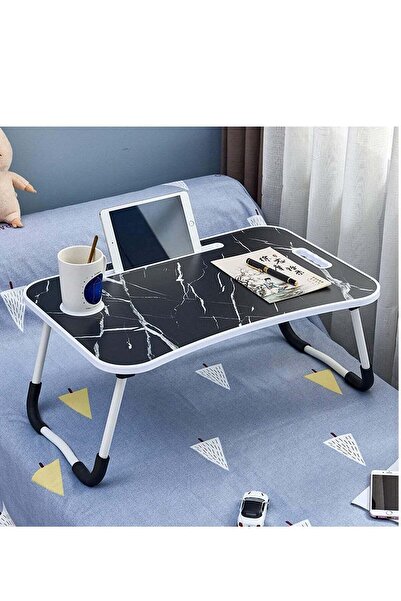 Arma طاولة كمبيوتر محمول قابلة للطي مع حامل أكواب وجهاز آيباد - لون بني