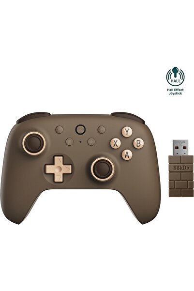 8Bitdo Ultimate 2C Kablosuz 2.4G Oyun Kolu PC Android Hall Effect Joystick Brownie Kahverengi