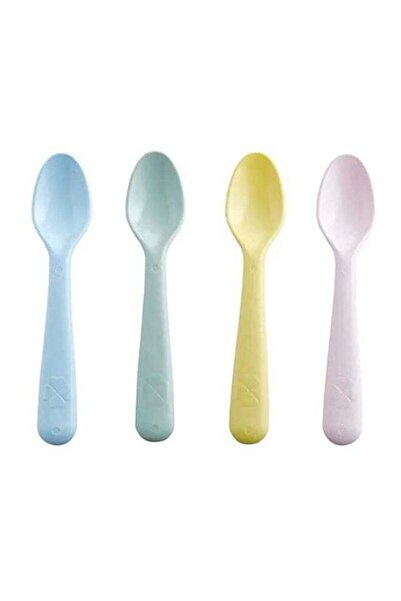 KALAS مجموعة من 4 ملاعق طعام بلاستيكية ملونة مقاومة للبهتان وسهلة التنظيف للأ...