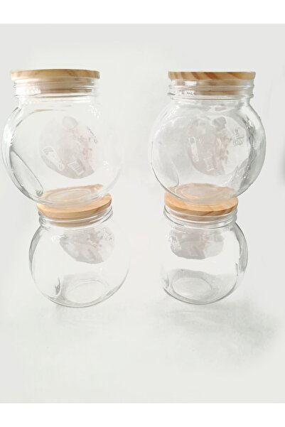 5 FİVE SCARF Set of 4 premium glass jars with bamboo lids for storing spices, coffee, 650ml