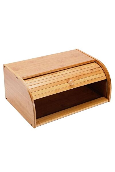 Generic حاوية تخزين طعام الخبز ذات الغطاء الملفوف باللون البني