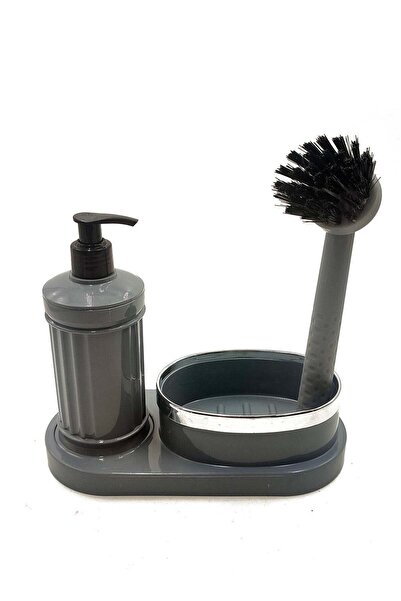 Arma Soap dispenser with stand and brush, grey