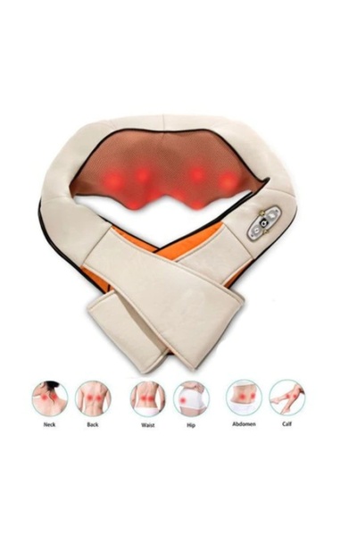 FOXMAG24 Complete Neck Massager, Shiatsu Rollers, Vibration Programs, Muscle Pain Relief, Beige