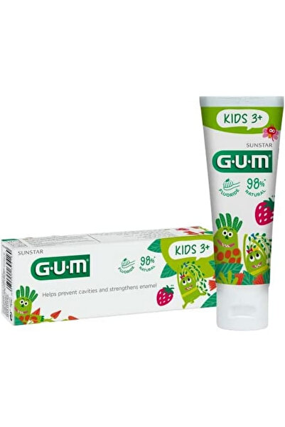 GUM معجون أسنان للأطفال - ٣ سنوات فما فوق - بنكهة الفراولة - طبيعي - خالٍ من البارابين - ٥٠ مل