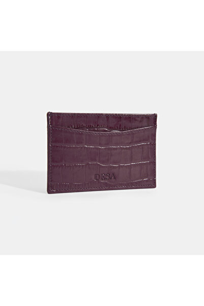Desa Women's Burgundy Leather Card Holder