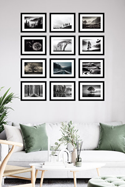 woodsia Set de pictură din lemn MDF cu aspect cadru, 12 piese SET1001