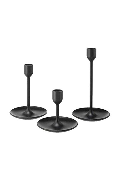 Generic 3-Piece Fulltalig Candlestick Holder Black 10cm