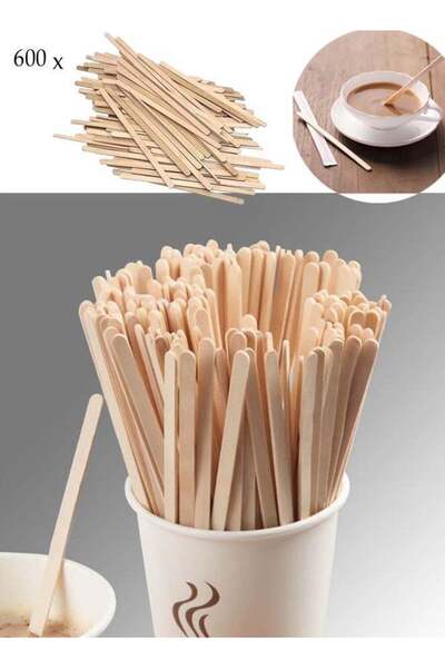 co arma 600 قطعة من أعواد تقليب القهوة الخشبية للاستخدام مرة واحدة باللون البيج