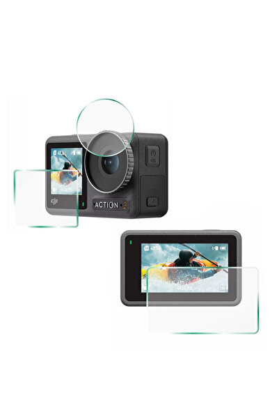 outfire DJI OSMO ACTION 3için - 3 Parça Ön Arka Ekran ve Lens Koruyucu Kırılm...