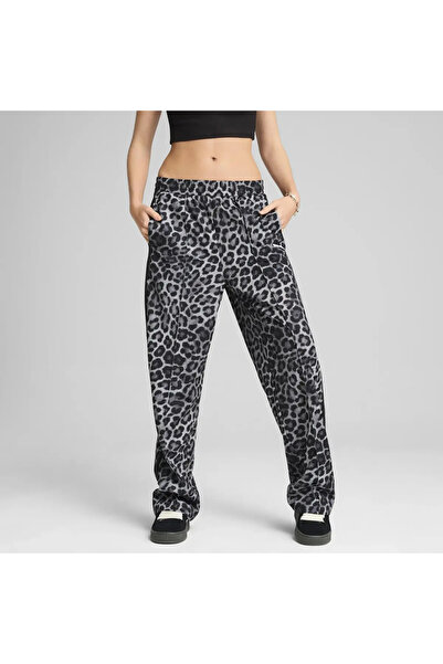 Puma T7 AOP Straight Pants Siyah Kadın Eşofman Altı