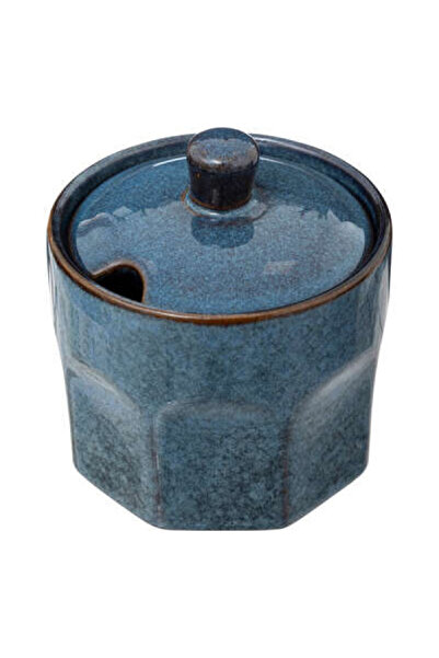 OEM Ceramic sugar bowl, with lid, elegant and practical, 8x H8.8 CM, blue