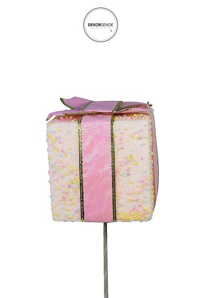 Dekorsende Christmas Ornament Stick Gift Box Pink 40 cm