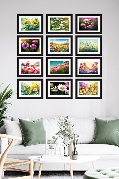 woodsia Set de pictură din lemn MDF cu aspect cadru, 12 piese SET1005