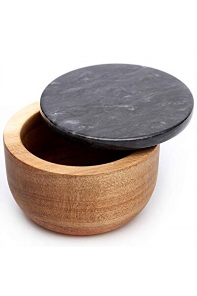 OEM Bol din lemn de salcam cu capac din marmura si lingurita, design elegant,...
