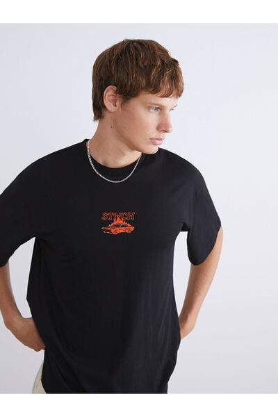 LC Waikiki RMZ GİYİM FARKIYA تي شيرت رجالي من القطن الممشط مطبوع عليه ياقة روبا