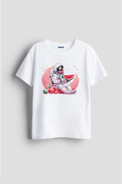 Darkia تي شيرت للأطفال مطبوع عليه شكل بطيخ ورائد الفضاء ونظام الكواكب بتصميم ...
