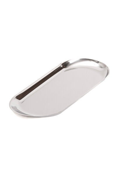 NEWTREND Züccaciye Large (23 cm) Boat Oval Silver Stainless Steel Snack Plate Sauce Dish Steel Plate