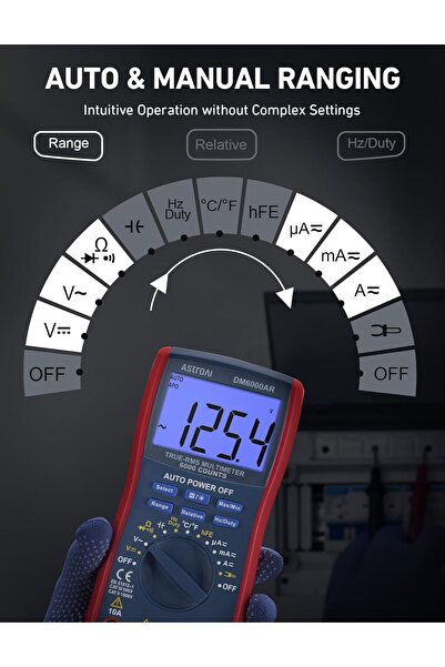 AstroAI Digital Multimeter TRMS 6000 Counts, Manual & Auto Ranging