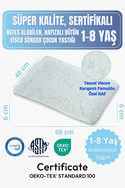 Rudu 1-8 Yaş Çocuk Yastığı Sertifikalı, Ten Hissiyatlı Pamuklu Özel Kılıf, Ne...