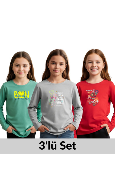 panios kids PULOVER DE 3 PIECE CU GAT ROTUND CU DETALII DE PRINT