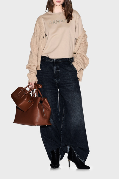 Armani Exchange 100% Cotton Cropped Fit Crew Neck Logo t Shirt t Shirt Xw001364 Af15085