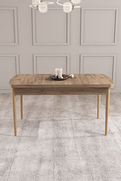 SHOOVVEL Pure Atlantik Çam 60x90 Mdf Metal Ayaklı Sabit Üst Kalite Mutfak Masası, Yemek Masası, Salon Masası