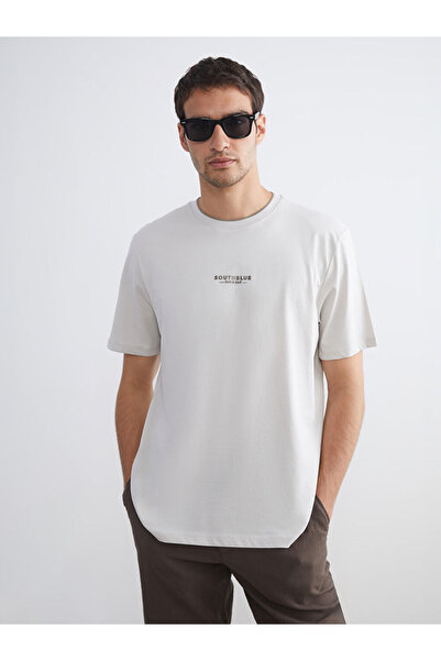 LC Waikiki RMZ GİYİM FARKIYA تي شيرت رجالي من القطن الممشط مطبوع عليه ياقة روبا