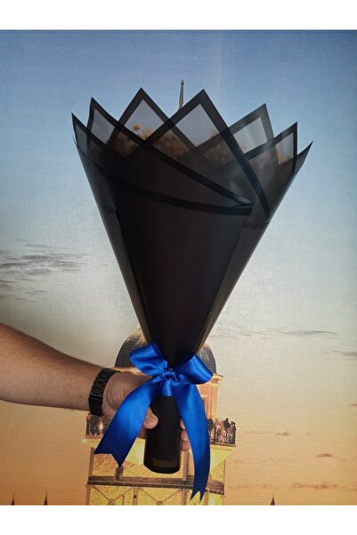 BUKET DÜNYASI 30 Lu Led Işıklı Kenar Süslemeli Solmayan Gül Buketi MAVİ Gül Dışı SİYAH