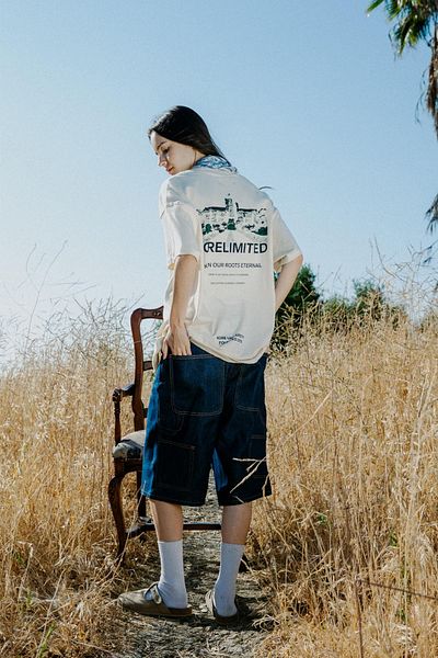 JANSO GROUP - Letter Printed Cotton Oversize T-Shirt Large Size