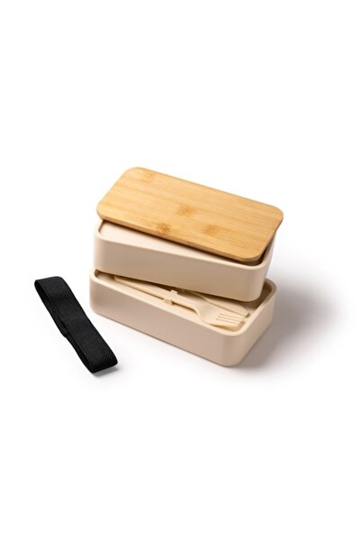 4desire.ro Cutie de prânz, polipropilenă și bambus, două compartimente, tacâm...